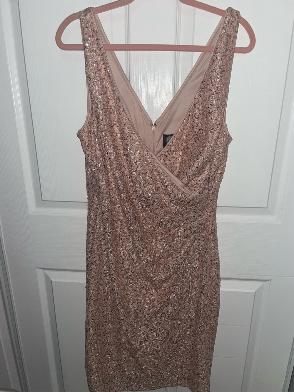 Vince Camuto Rose Gold Sequin Midi Dress
